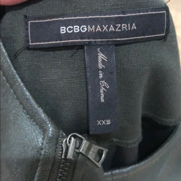 (Sold) BCBG Karlee Faux Leather Shift Dress Green - Picture 8 of 8